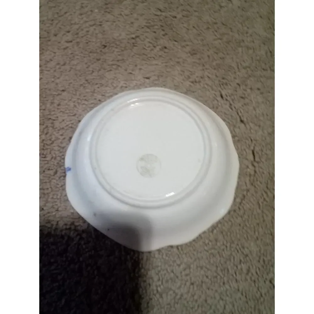 Antique Imperial China Semi Vitreous Small Bowl With Blue Edge 6 Inch